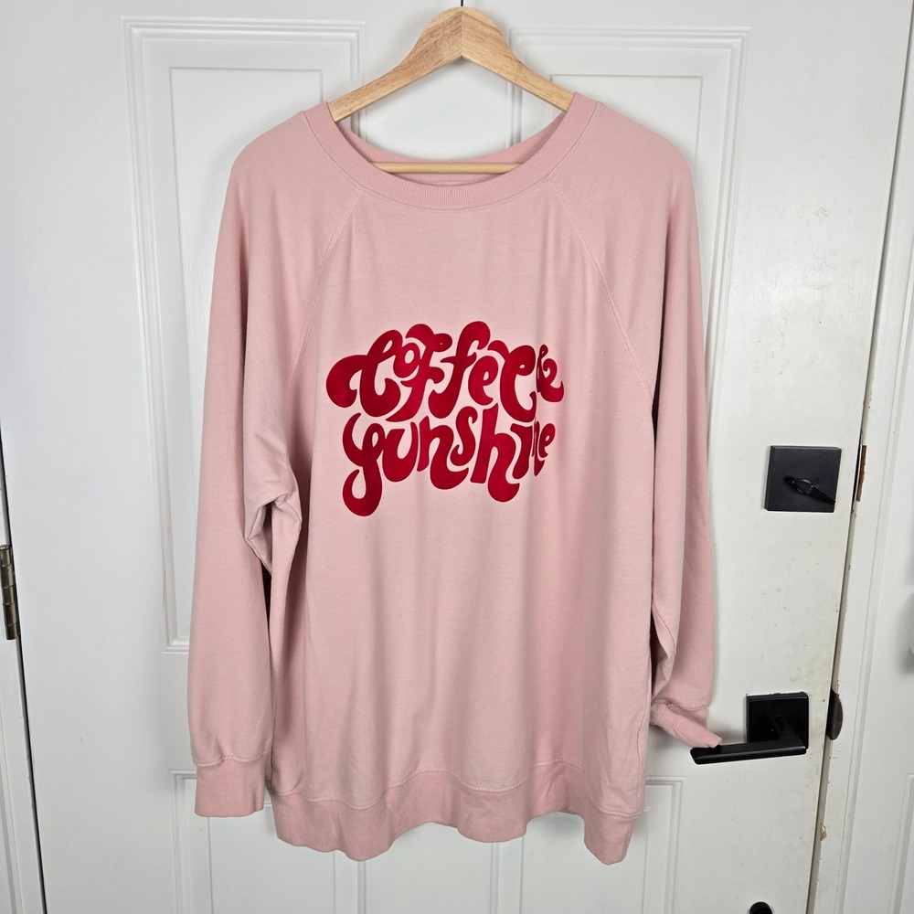 Wildfox Coffee Sunshine‎ Graphic Sweatshirt Pullover Womens Large Pink Lounge